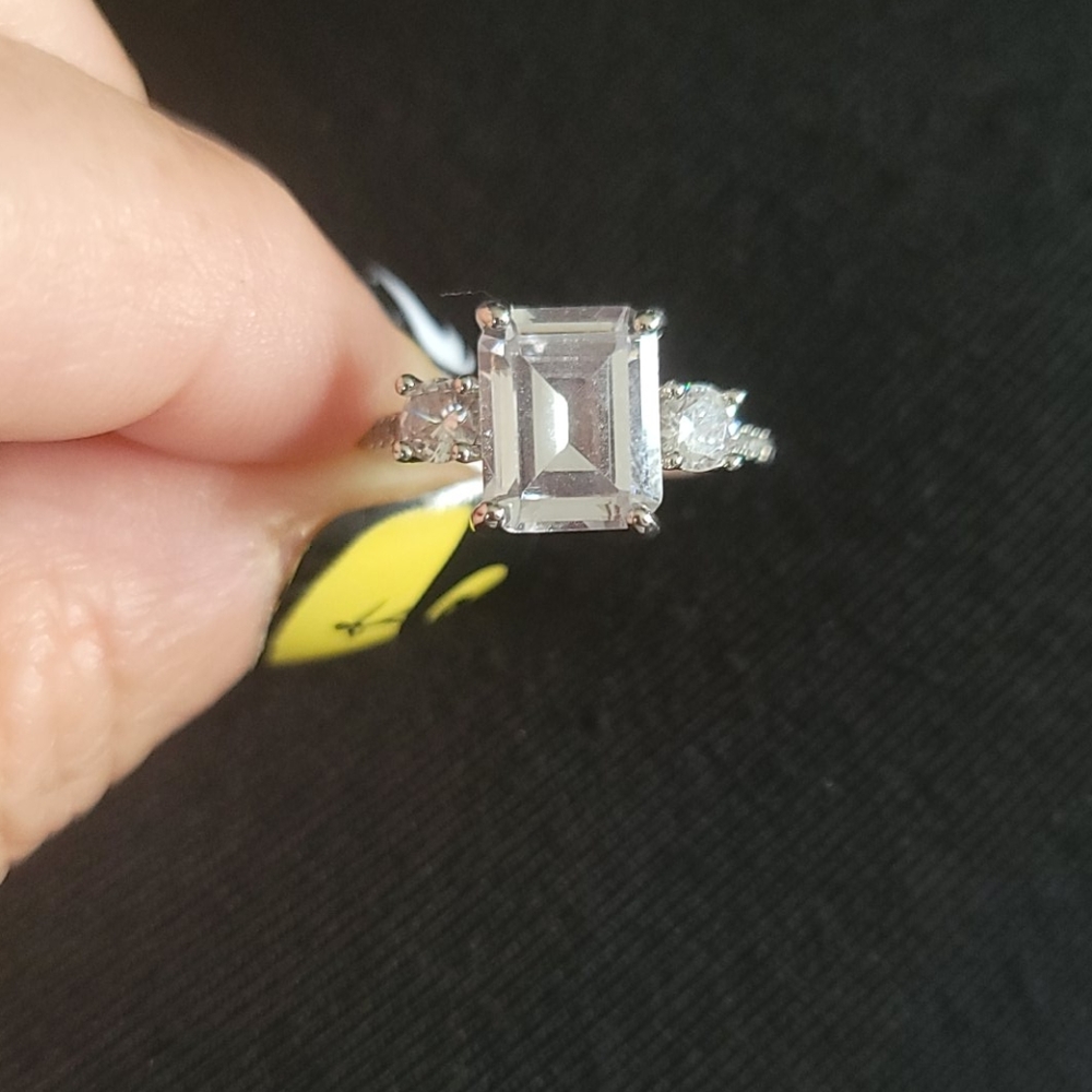 Marked Sterling silver White Sapphire size 7
